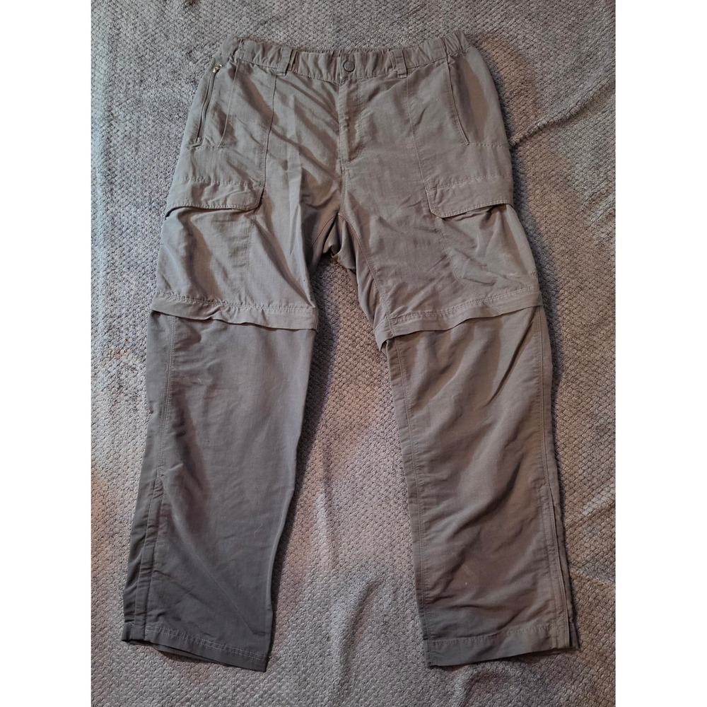 The North Face Convertible Hiking Pants Zip Off Cargo Trousers Olive Green Mens